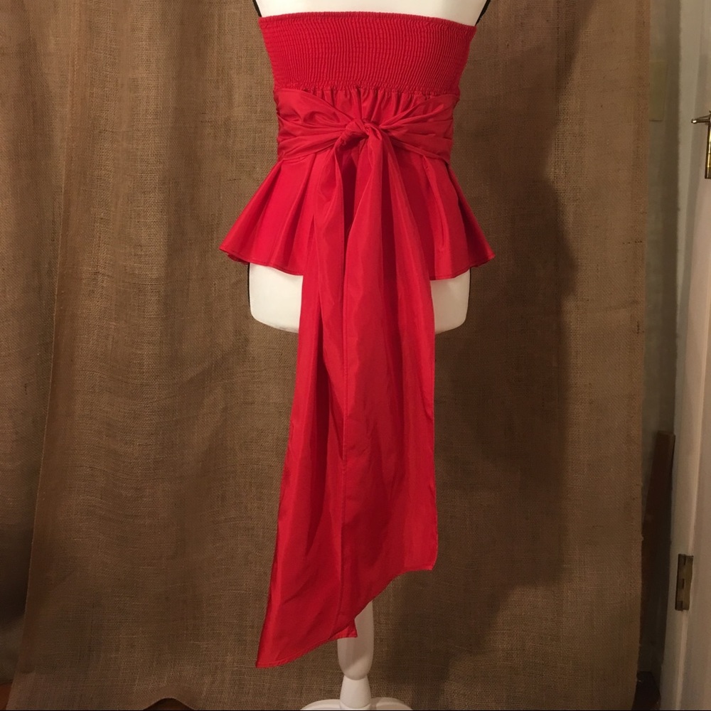 Red Strapless Top - Picture 7 of 8